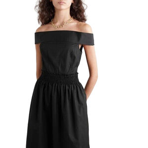 Three Graces London Black Off Shoulder Cotton Midi Dress Sz 6